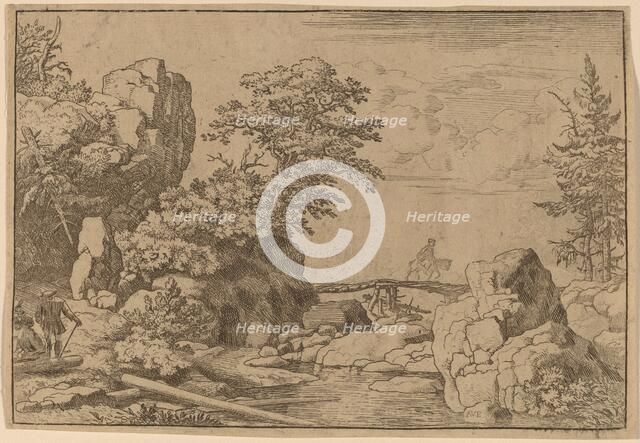 Horseman on a Bridge, probably c. 1645/1656. Creator: Allart van Everdingen.