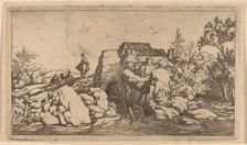 Horseman on a Stone Bridge, probably c. 1645/1656. Creator: Allart van Everdingen