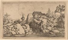 Horseman on a Stone Bridge, probably c. 1645/1656. Creator: Allart van Everdingen