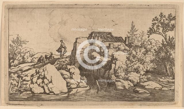 Horseman on a Stone Bridge, probably c. 1645/1656. Creator: Allart van Everdingen.