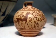 Horseman on Greek Scent-Bottle (Araballos) Proto-Corinthian, c7th century BC
