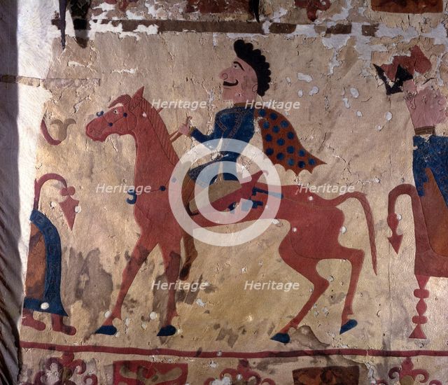 Horseman. Pazyryk felt artifact (Carpet Detail), 5th-4th century BC. Artist: Ancient Altaian, Pazyryk Burial Mounds  