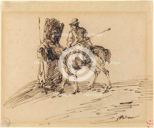 Horseman with Peasant. Creator: Giuseppe Bernardino Bison.
