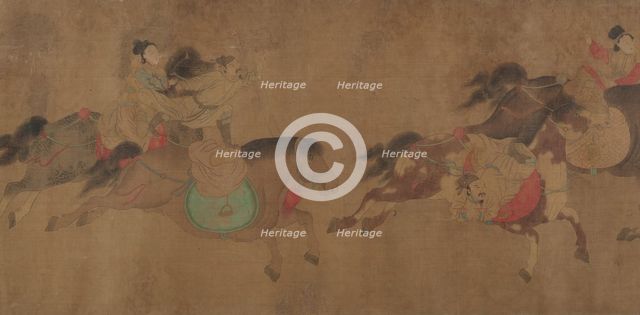 Horsemanship demonstration, 19th century. Creator: Zhao Yong.