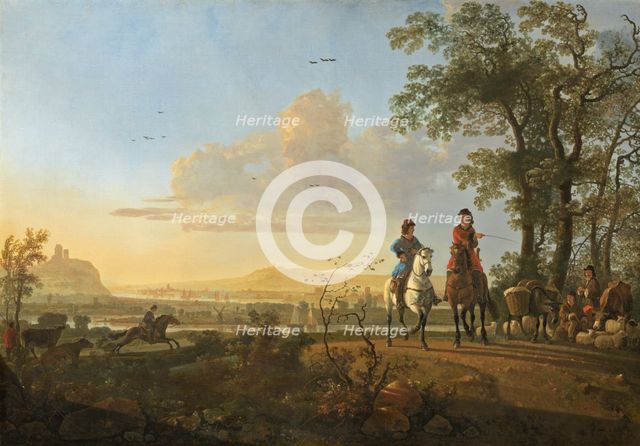 Horsemen and Herdsmen with Cattle, 1655/1660. Creator: Aelbert Cuyp.