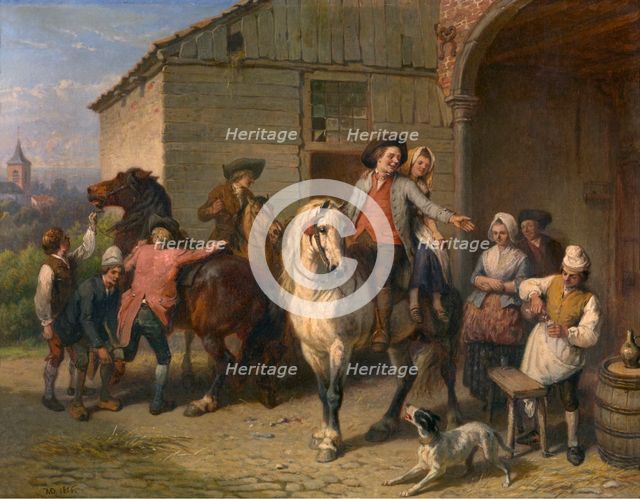 Horsemen at the Inn, 1856. Creator: Jean-Baptiste Madou.