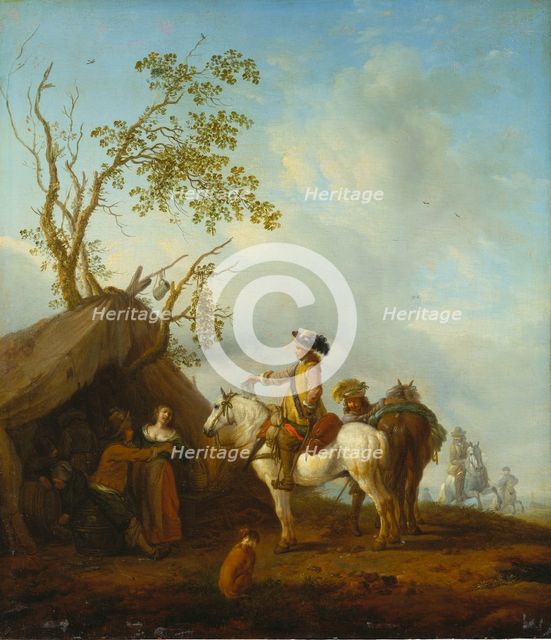 Horsemen before a Camp Follower's Tent, 18th century - 19th century. Creator: Unknown.