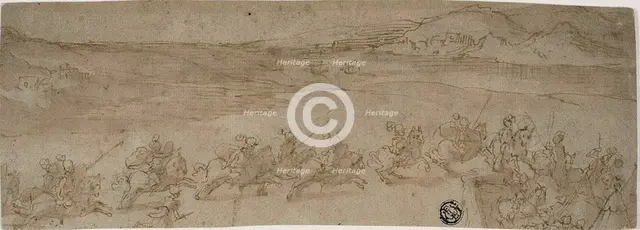 Horsemen on the Shore, 1615/20. Creator: Bernardo Castello.