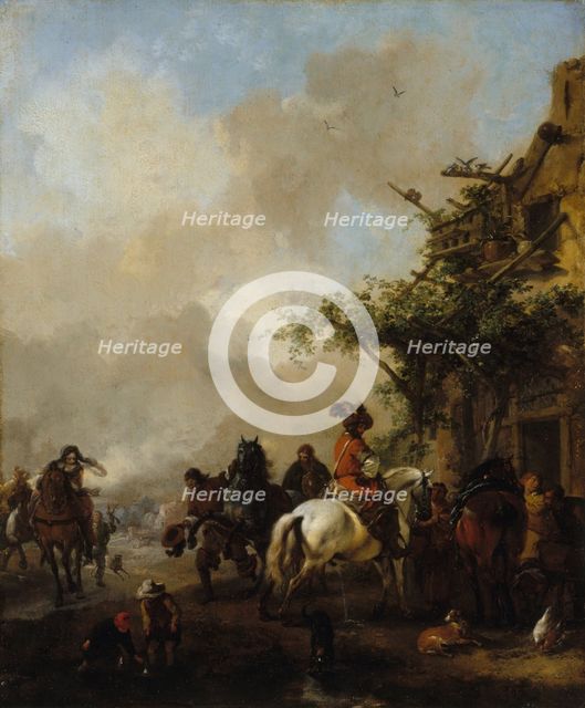 Horsemen stop, between 1639 and 1668. Creator: Philip Wouverman.