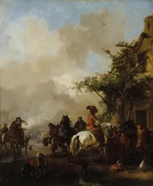 Horsemen stop, between 1639 and 1668. Creator: Philip Wouverman