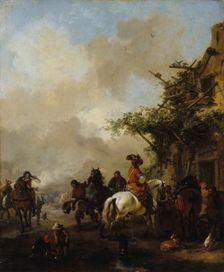 Horsemen stop, between 1639 and 1668. Creator: Philip Wouverman
