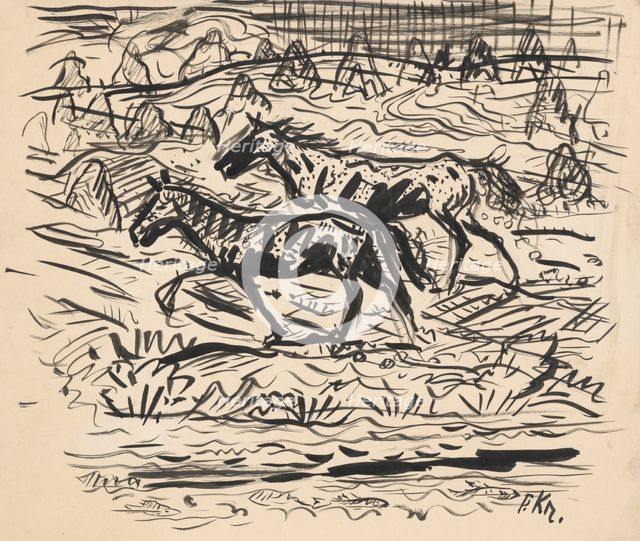 Horses on the estate, 1940-1944. Creator: Arnold Peter Weisz-Kubincan.