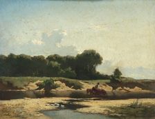 Horses at a drinking place, 1858. Creator: Johann Gualbert Raffalt