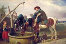 Horses at a well 1854-1857. Artist: John Frederick Herring I