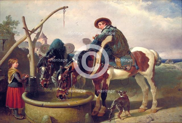 'Horses at a well', 1854-1857. Artist: John Frederick Herring I