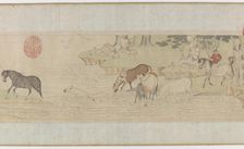 Horses and Grooms Crossing a River, Yuan or early MIng dynasty, 14th century. Creator: Unknown