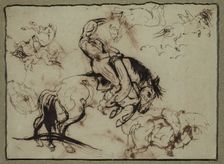 Horses and Riders, 19th century. Creator: Attributed to Théodore Géricault (1791-1824)