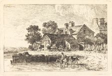 Horses Being Led to Water on a Winding Riverbank, 1771. Creator: Nicolas Perignon