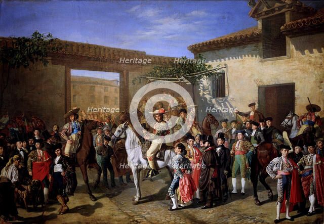 Horses Courtyard in the Old Bullfighting square of Madrid, 1853', oil on canvas.