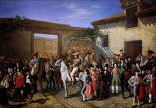 Horses Courtyard in the Old Bullfighting square of Madrid, 1853 oil on canvas