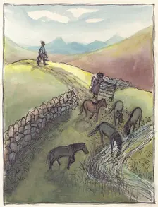 Horses drinking, 1952. Creator: Shirley Markham