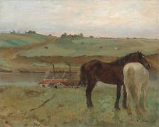 Horses in a Meadow, 1871. Creator: Edgar Degas