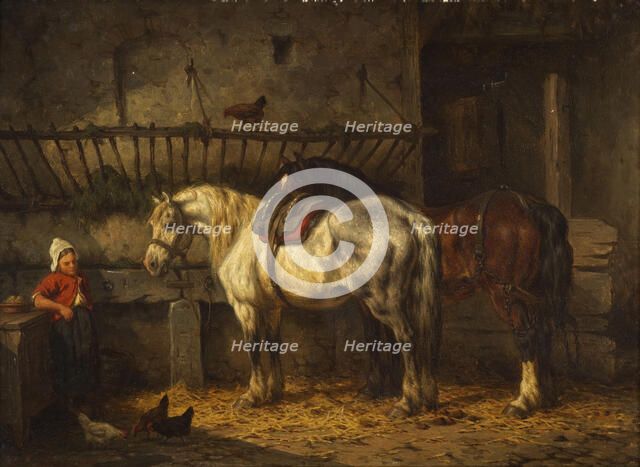 Horses in a stable, n.d., c1865-1885. Creator: Willem Johan Boogaard.