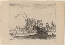 Horses in a Pasture, 1642. Creator: Stefano della Bella