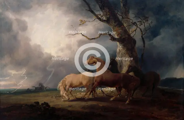 Horses in a Thunderstorm, 1798. Creator: Sawrey Gilpin.