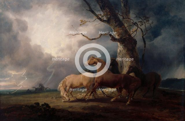 Horses in a Thunderstorm, 1798. Creator: Sawrey Gilpin.
