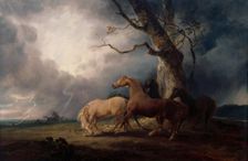 Horses in a Thunderstorm, 1798. Creator: Sawrey Gilpin