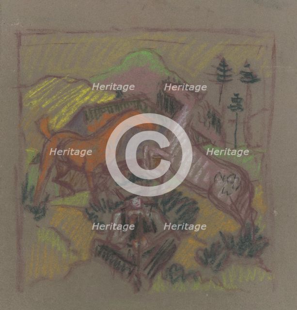 Horses in Pasture, 1940-1944. Creator: Arnold Peter Weisz-Kubincan.