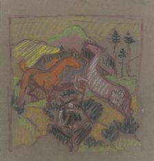 Horses in Pasture, 1940-1944. Creator: Arnold Peter Weisz-Kubincan