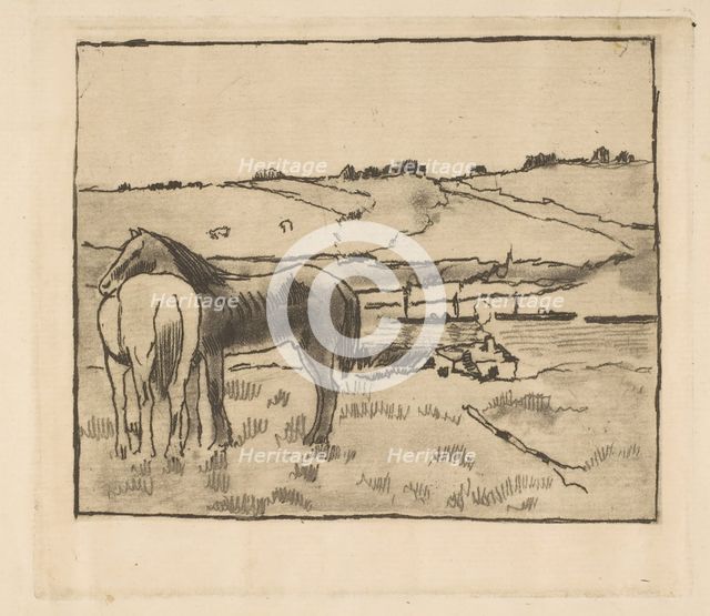 Horses in the Meadow, 1891-92. Creator: Edgar Degas.