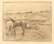 Horses in the Meadow (Chevaux dans la prairie), 1891/1892. Creator: Edgar Degas