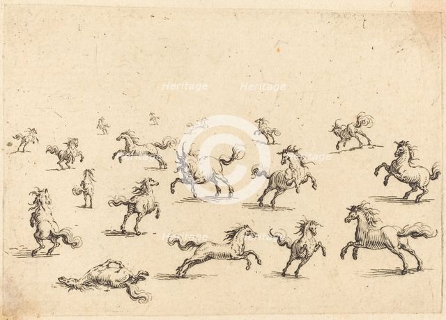 Horses Running, c. 1617. Creator: Jacques Callot.
