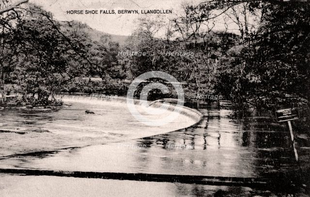 Horseshoe Falls on the River Dee, near Llangollen, Wales, early 20th century. Artist: Unknown