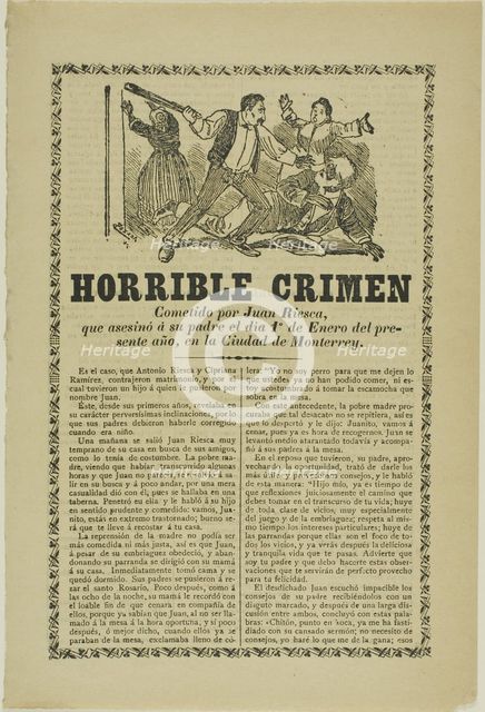 Horrible Crime Committed by Juan Riesca, n.d. Creator: José Guadalupe Posada.