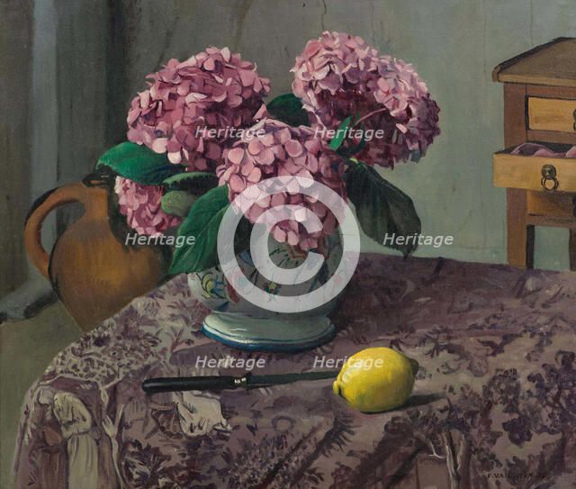 Hortensias and Lemon, 1923. Creator: Vallotton, Felix Edouard (1865-1925).