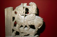 Horus on a Horse spears a Crocodile, Egyptian Sandstone, 5th century