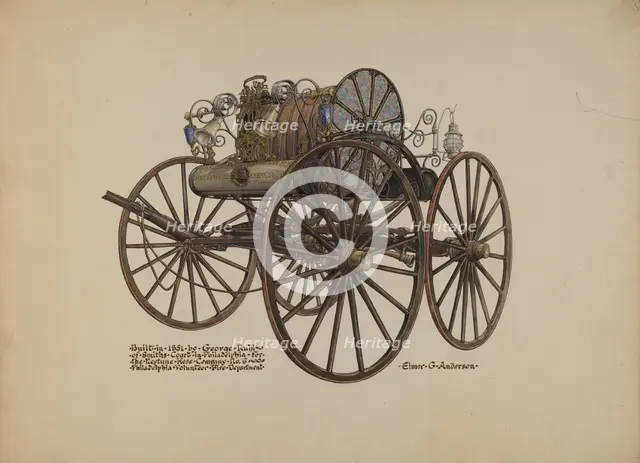 Hose Carriage, c. 1937. Creator: Elmer G Anderson.