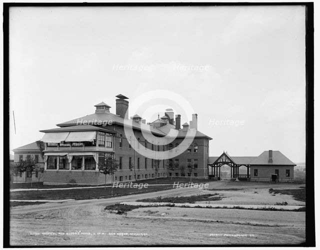 Hospital and nurses' home, U. of M., Ann Arbor, Michigan, between 1890 and 1901. Creator: Unknown.