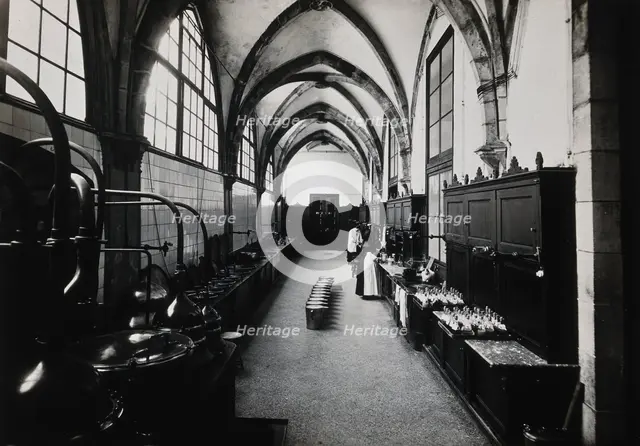 Hospital de la Santa Cruz, Barcelona: the interior of the pharmacy. Creator: Unknown.