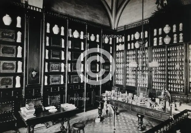 Hospital de la Santa Cruz, Barcelona: the pharmacy, c1900. Creator: Unknown.