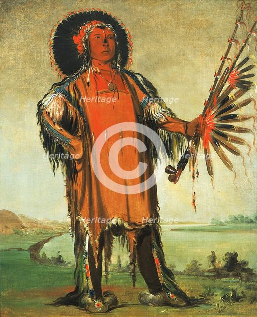 Ha-na-tá-nu-maúk, Wolf Chief, Head Chief of the Tribe, 1832. Creator: George Catlin.