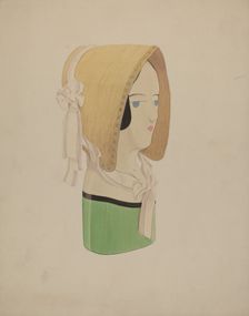Hat Mannequin and Bonnet, c. 1937. Creator: Howard Weld