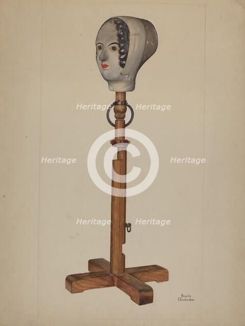 Hat Model, c. 1938. Creator: Beverly Chichester.