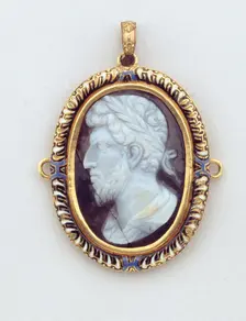 Hat Badge with a Cameo of a Laureate Head, Northern Italy, c. 1550-c. 1600 with later modifications. Creator: Unknown