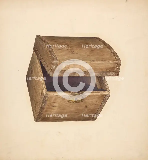 Hat Box - Wood, c. 1940. Creator: Gerald Scalise.