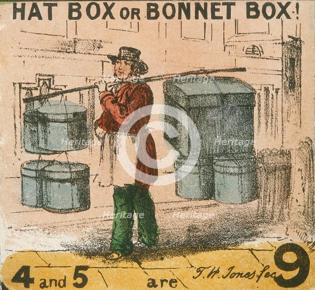'Hat Box or Bonnet Box!', Cries of London, c1840. Artist: TH Jones